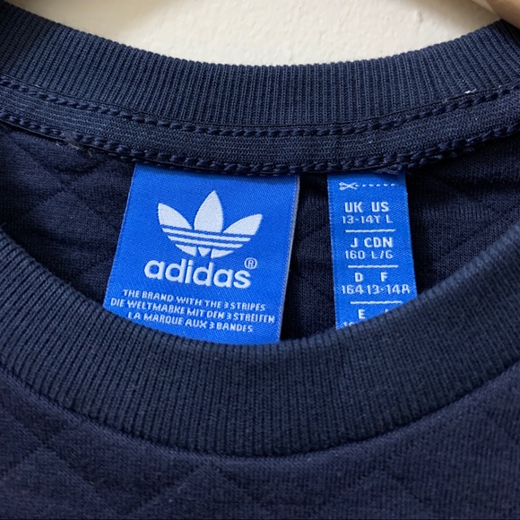 Adidas Originals Kids Quilted Crew Sweatshirt - Navy - Picture 4 of 7